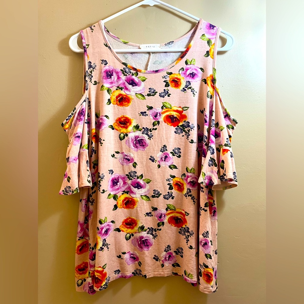 Entro by Anthropologie Floral off the shoulder top size Large